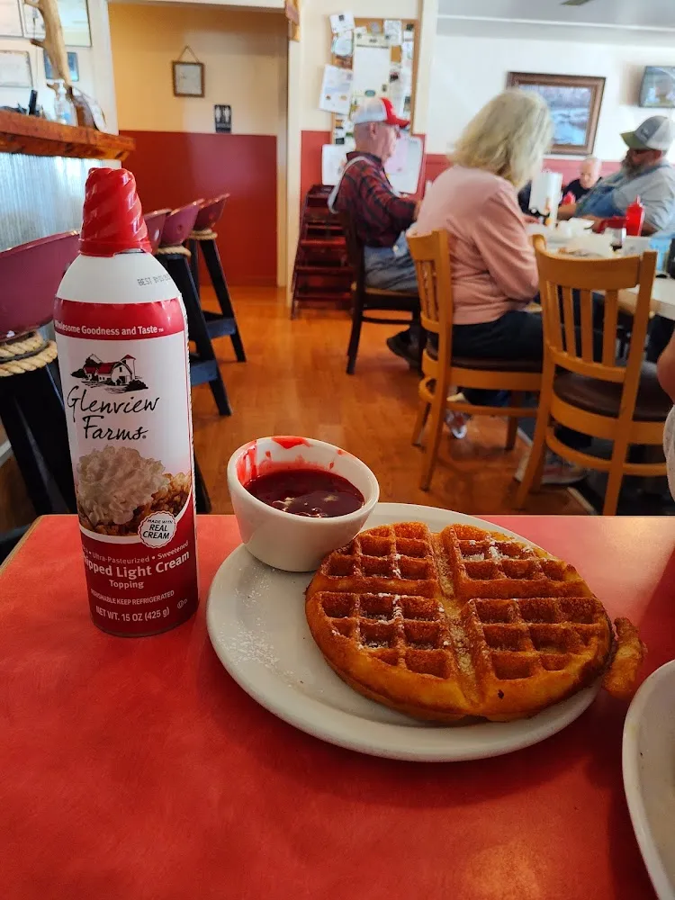 Waffle with Strawberries and Whipped Cream